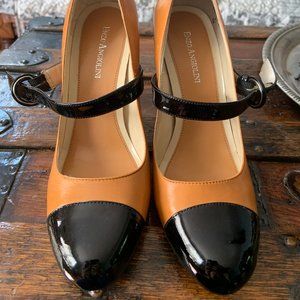 Tan and Black Enzo Angiolini Mary Jane Heels